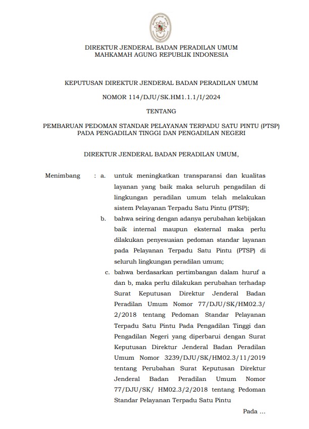 SK DIRJEN BADILUM TENTANG PTSP